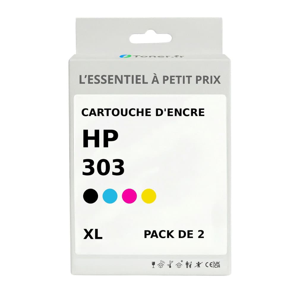 Pack de 2 cartouches d'encre compatibles HP 303 XL Noir et couleurs