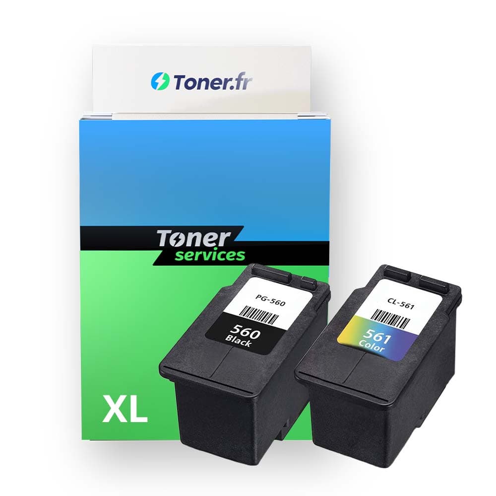 Pack de 2 cartouches d'encre compatibles Canon PG560/CL561 XL Noir et tricolor