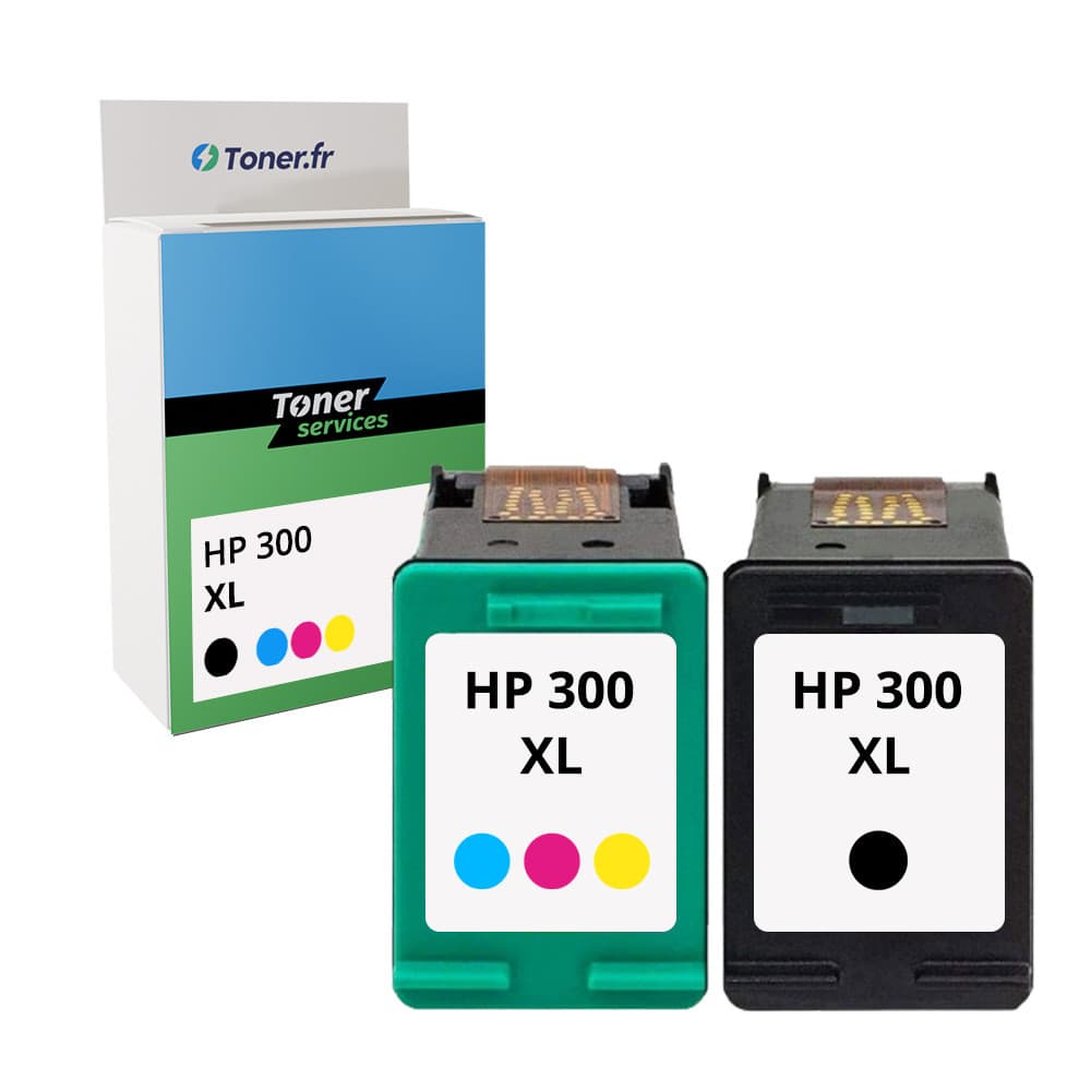 Pack de 2 cartouches d'encre compatibles HP 300 XL Noir et tricolor
